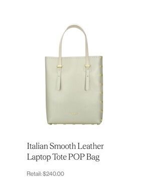 NWT POP BAG Firenze Metallic Gold Italian Leather Tote Retail $240